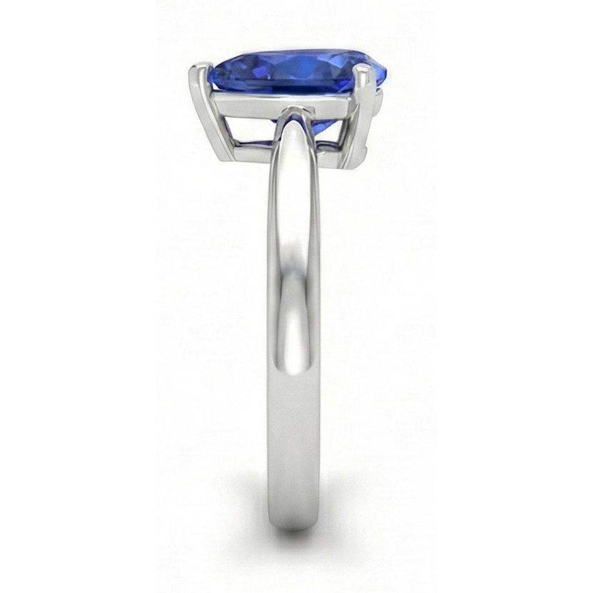 1 Carat Solitaire Pear Deep Blue Sapphire Ring White Gold