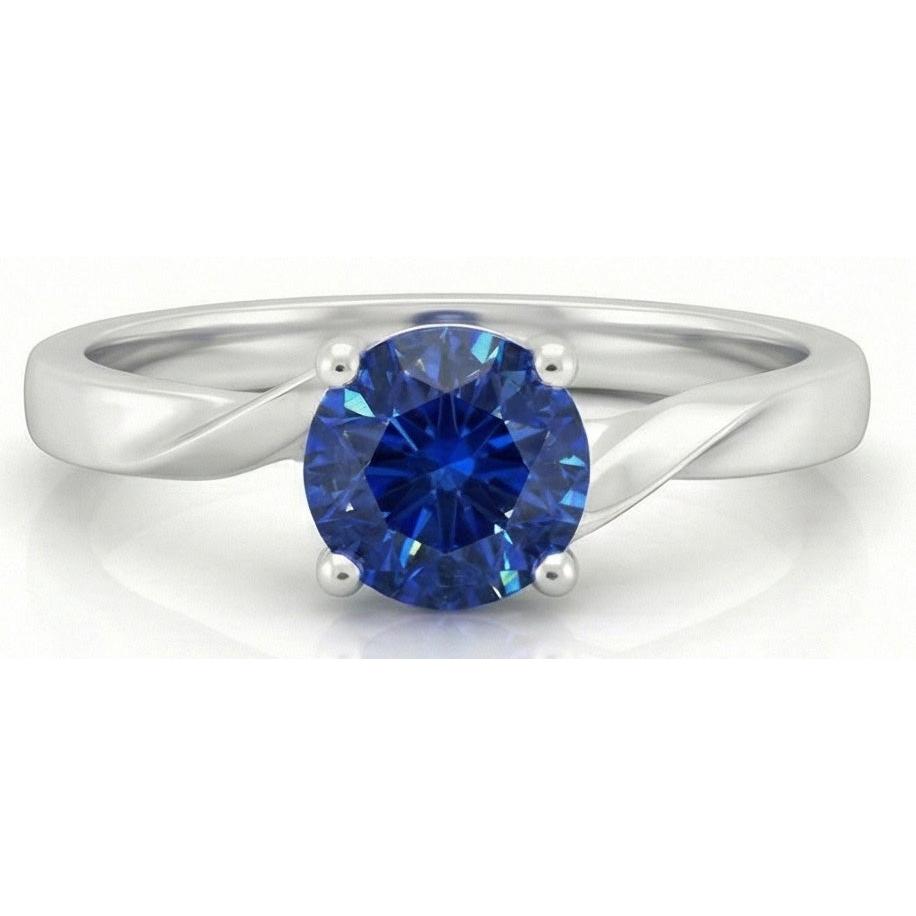 1 Carat Solitaire Women's Ceylon Sapphire Ring Twisted Shank