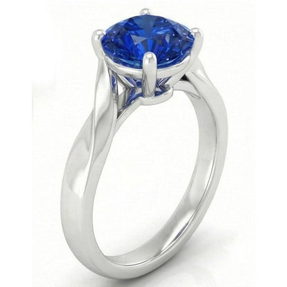 1 Carat Solitaire Women's Ceylon Sapphire Ring Twisted Shank
