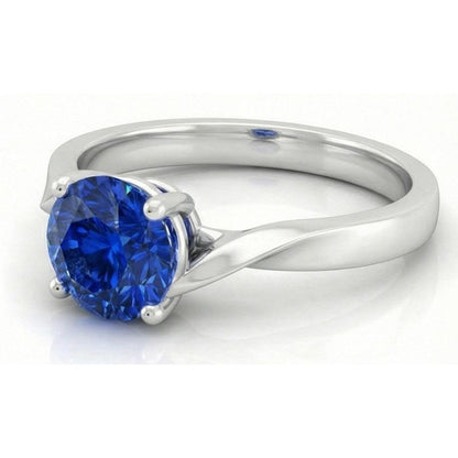 1 Carat Solitaire Women's Ceylon Sapphire Ring Twisted Shank