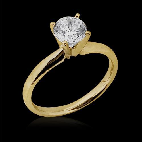 1 Carats Lab Grown Diamond Wedding Solitaire Ring Yellow Gold 14K