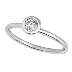 1 Carats Round Lab Grown Diamond Bezel Set Engagement Ring White Gold 14K