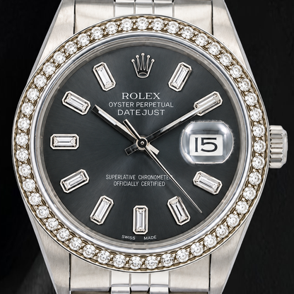 Rolex Datejust 16014 36mm Gray Diamond Dial Stainless Steel Watch
