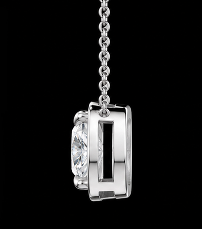 1 Carat Cushion Cut Lab Grown Diamond Pendant White Gold 14K