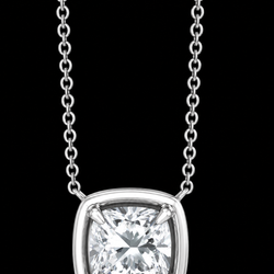 1 Carat Cushion Cut Lab Grown Diamond Pendant White Gold 14K