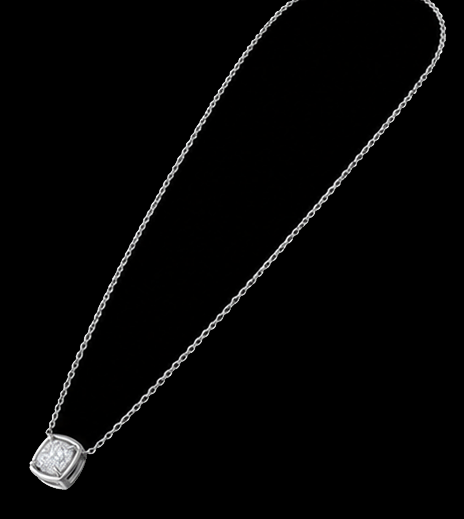 1 Carat Cushion Cut Lab Grown Diamond Pendant White Gold 14K