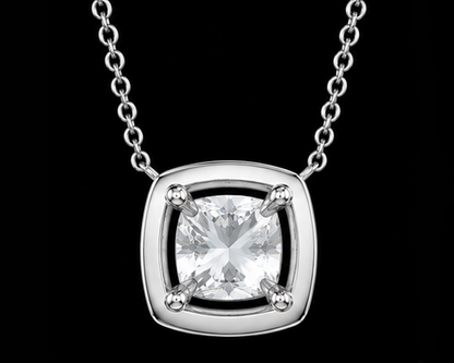 1 Carat Cushion Cut Lab Grown Diamond Pendant White Gold 14K