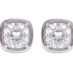 1 Carat Cushion Cut Lab Grown Diamonds Stud Earring White Gold 14K