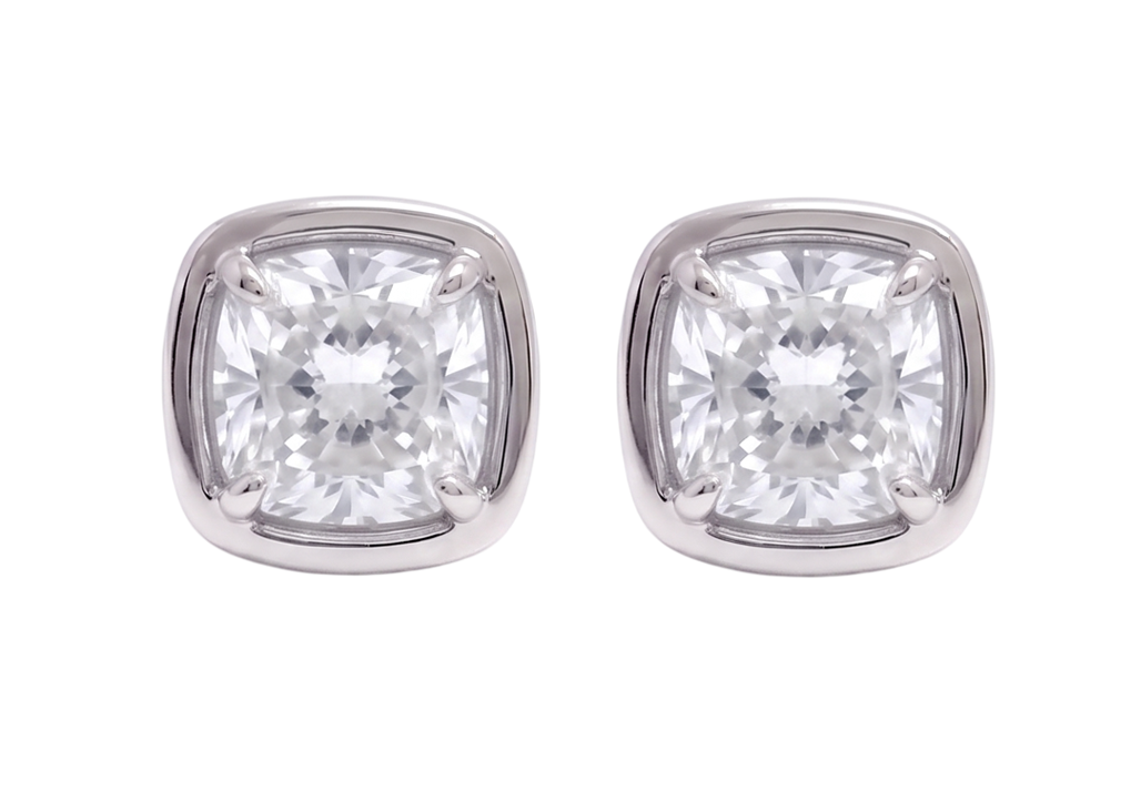 1 Carat Cushion Cut Lab Grown Diamonds Stud Earring White Gold 14K