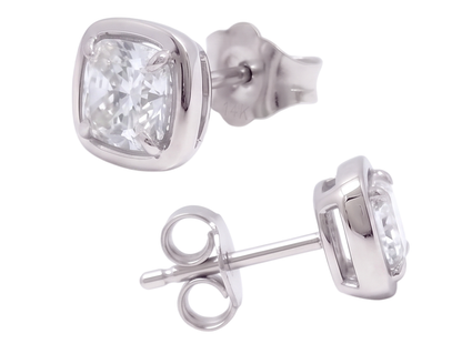 1 Carat Cushion Cut Lab Grown Diamonds Stud Earring White Gold 14K