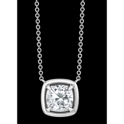 1 Carat Cushion Cut Natural Diamond Pendant White Gold 14K