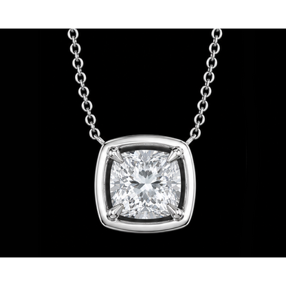 1 Carat Cushion Cut Natural  Diamond Pendant White Gold 14K