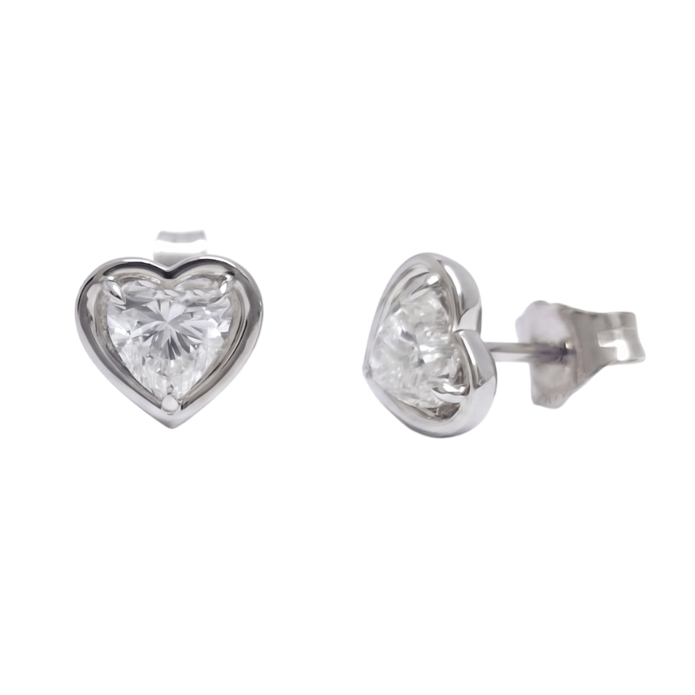 1 Carat Heart Cut Lab Grown Diamonds White Gold Earring