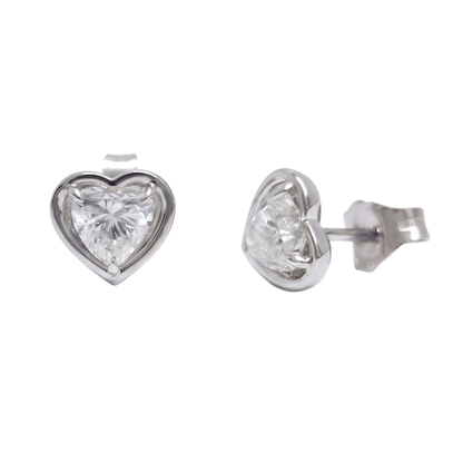 1 Carat Heart Cut Lab Grown Diamonds White Gold Earring