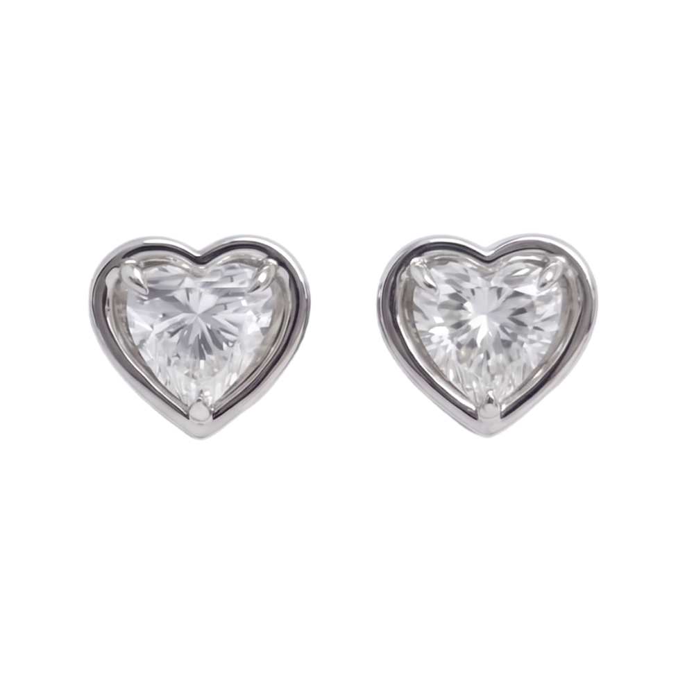 1 Carat Heart Cut Lab Grown Diamonds White Gold Earring