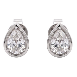 1 Carat Pear Cut Lab Grown Diamonds White Gold Earring