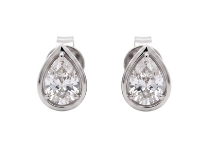 1 Carat Pear Cut Lab Grown Diamonds White Gold Earring
