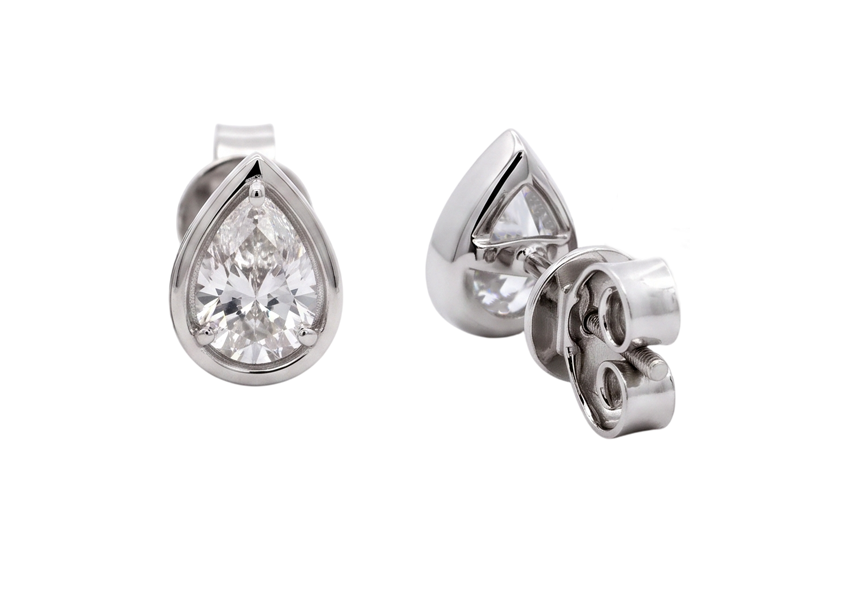 1 Carat Pear Cut Lab Grown Diamonds White Gold Earring