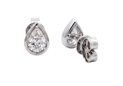 1 Carat Pear Cut Lab Grown Diamonds White Gold Earring