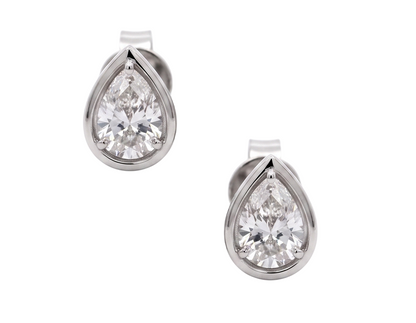 1 Carat Pear Cut Lab Grown Diamonds White Gold Earring