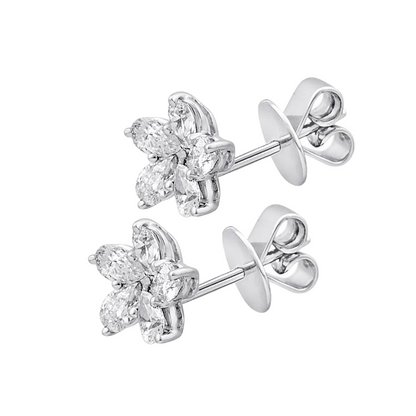 1 Carat Pear Natural Earth Mined Diamond Stud Earring White Gold 14K Women Jewelry