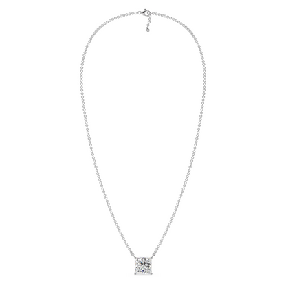 1 Carat Princess Cut Solitaire Natural Earth Mined Diamond Necklace Pendant