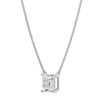 1 Carat Princess Cut Solitaire Natural Earth Mined Diamond Necklace Pendant