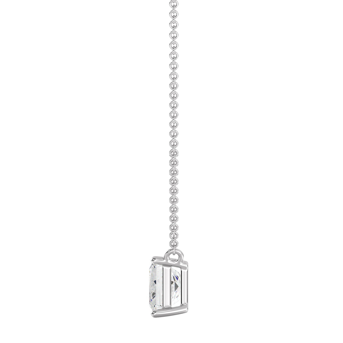 1 Carat Princess Cut Solitaire Natural Earth Mined Diamond Necklace Pendant