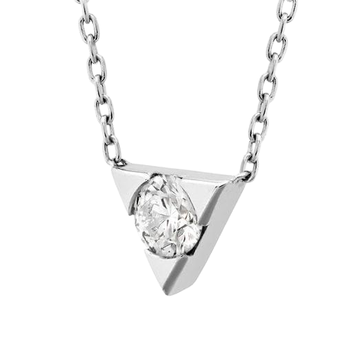 1 Carat Round Cut GIA CERTIFIED Lab Grown Diamond Triangle Shape Pendant Necklace