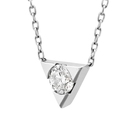 1 Carat Round Cut GIA CERTIFIED Lab Grown Diamond Triangle Shape Pendant Necklace