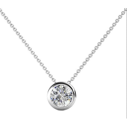 1 Carat Round Cut Lab Grown GIA CERTIFIED Diamond Bezel Set Pendant