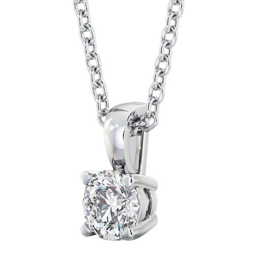 1 Carat Round Natural Diamond Necklace Pendant White Gold 14K