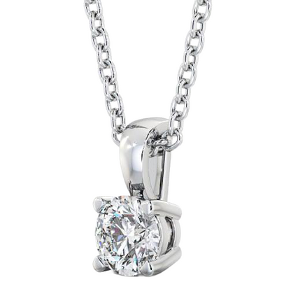 1 Carat Round Natural Diamond Necklace Pendant White Gold 14K