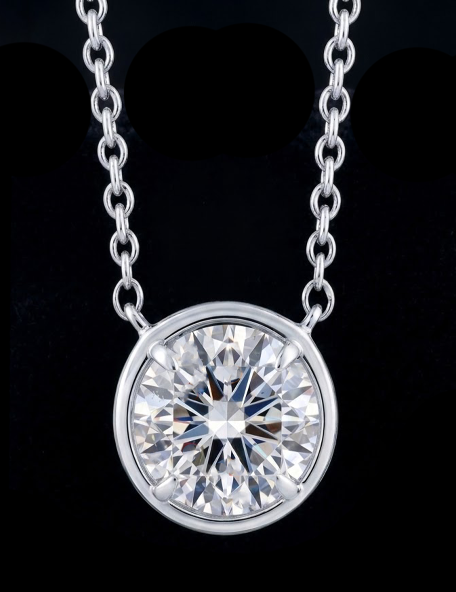 1 Carat Round Shape Lab Grown Diamond Pendant 14K White Gold