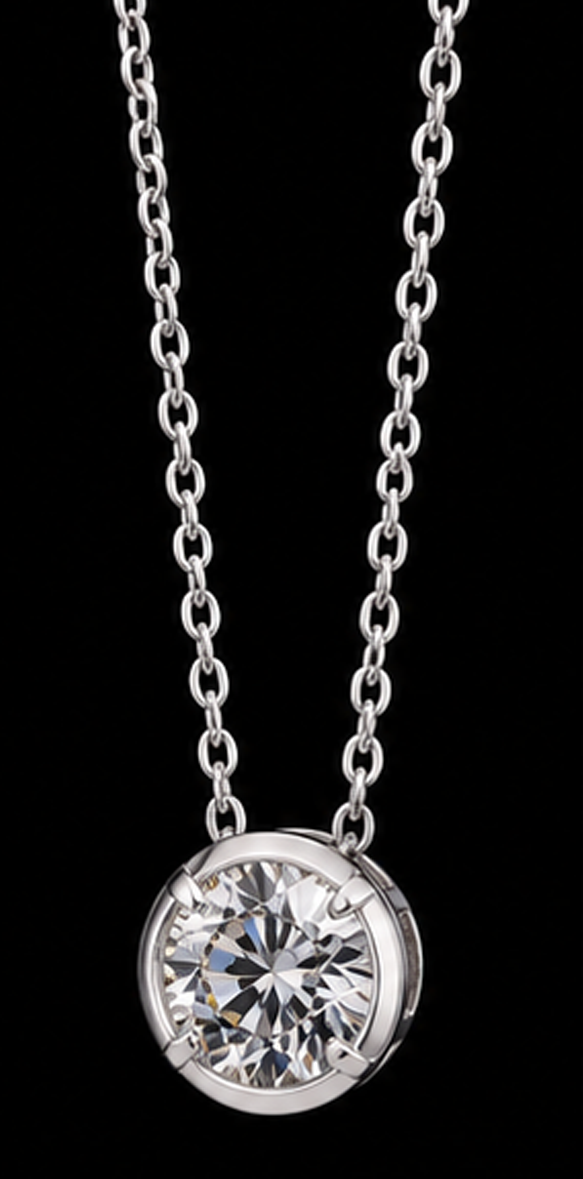 1 Carat Round Shape Lab Grown Diamond Pendant 14K White Gold