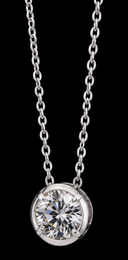 1 Carat Round Shape Lab Grown Diamond Pendant 14K White Gold
