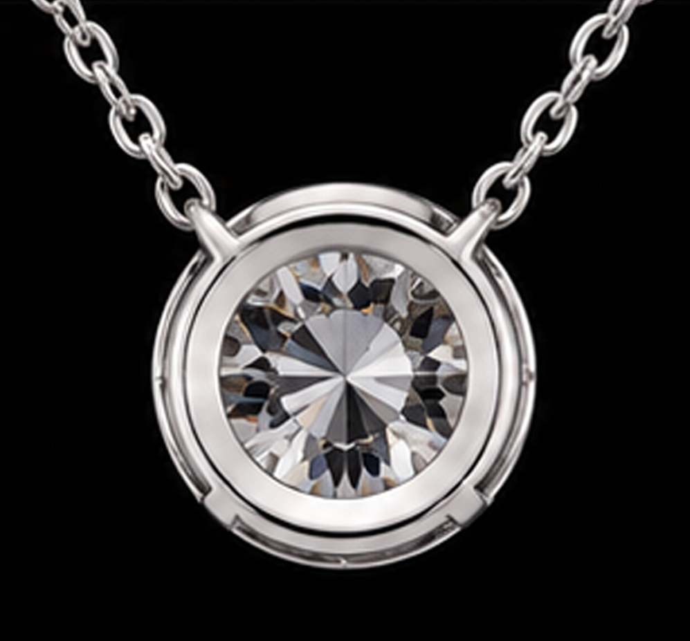 1 Carat Round Shape Lab Grown Diamond Pendant 14K White Gold