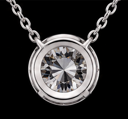 1 Carat Round Shape Lab Grown Diamond Pendant 14K White Gold