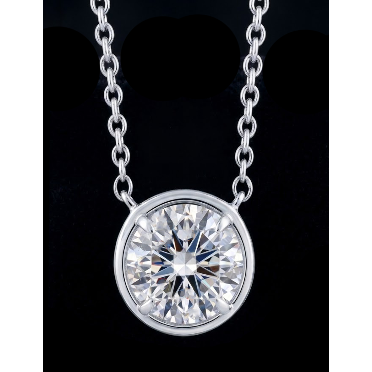 1 Carat Round Shape Natural Diamond Pendant 14K White Gold