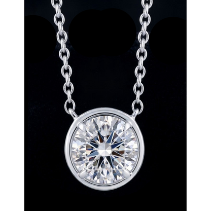 1 Carat Round Shape Natural Diamond Pendant 14K White Gold