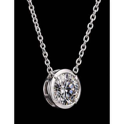 1 Carat Round Shape Natural Diamond Pendant 14K White Gold