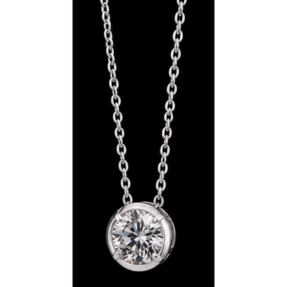 1 Carat Round Shape Natural Diamond Pendant 14K White Gold