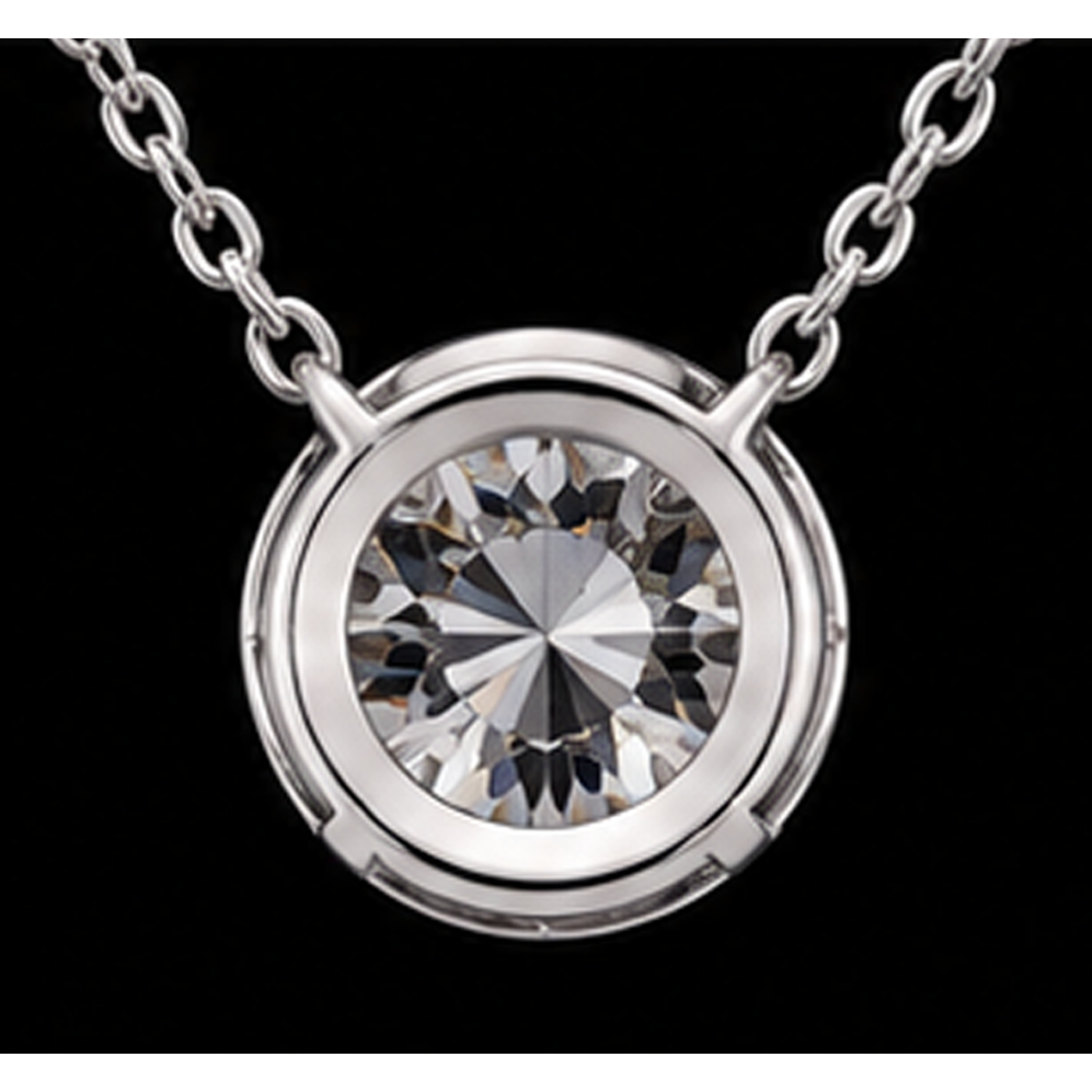 1 Carat Round Shape Natural Diamond Pendant 14K White Gold