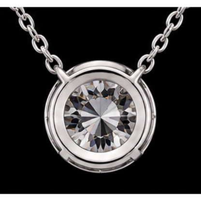 1 Carat Round Shape Natural Diamond Pendant 14K White Gold
