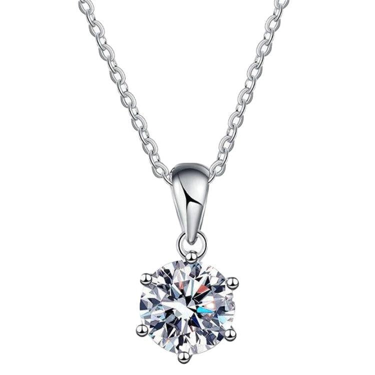 1 Carat Six Prong Setting Natural Round  Diamond Necklace Pendant