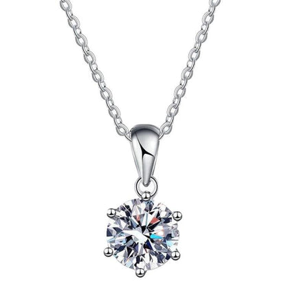 1 Carat Six Prong Setting Natural Round  Diamond Necklace Pendant