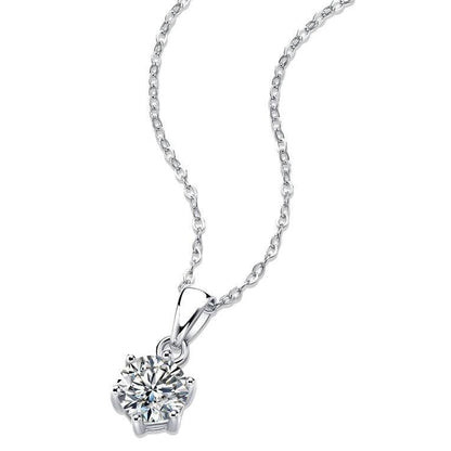 1 Carat Six Prong Setting Round Natural Diamond Necklace Pendant