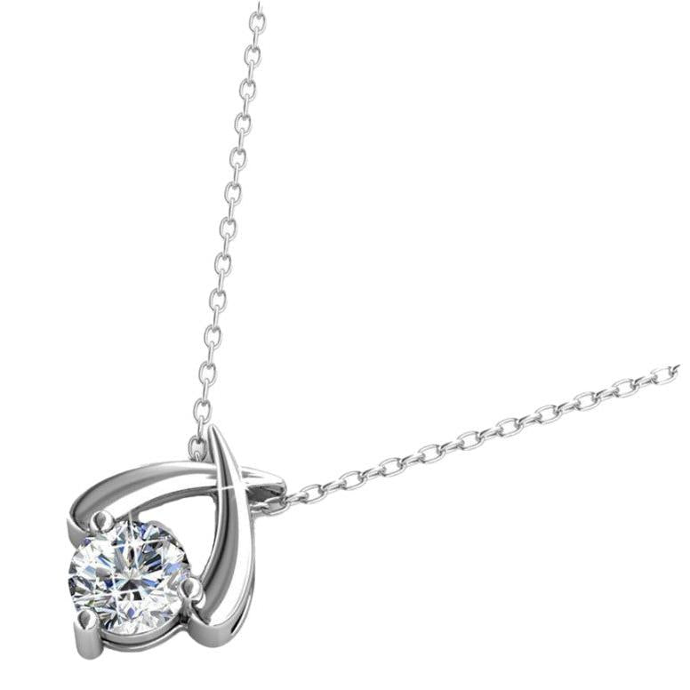 1 Carat Solitaire Natural Round Cut  Diamond Pendant Necklace