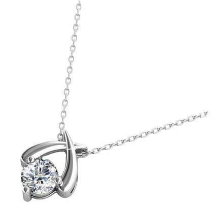 1 Carat Solitaire Natural Round Cut  Diamond Pendant Necklace