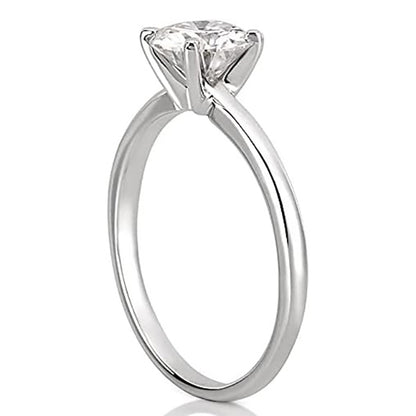 1 Carat Solitaire Round Cut Real Natural Earth Mined Diamond Wedding Ring White Gold 14K